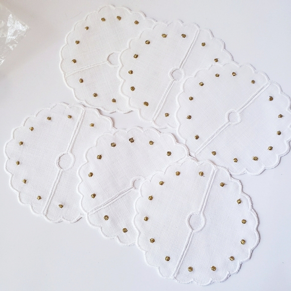 Vintage Boutross Irish Linen Hand Embroidery Cocktail Coasters - Picture 8 of 10
